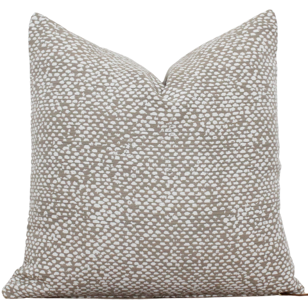 Tan and White Polka Dot Outdoor Pillow Cover  | Oakley
