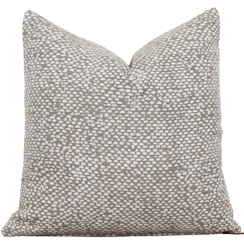 Tan and White Polka Dot Outdoor Pillow Cover  | Oakley