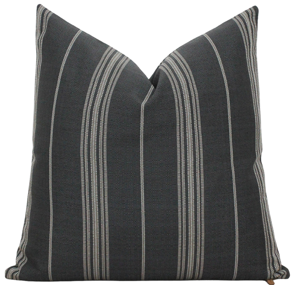 Black and Tan Stripe Indoor Outdoor Pillow Cover | Jake
