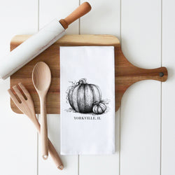 Pumpkin Sketch Custom Location Tea Towel