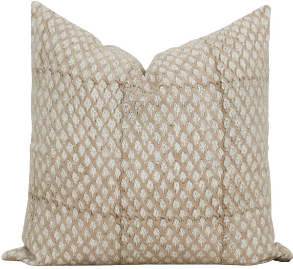 Tan Hand Block Pillow Cover | Ireland