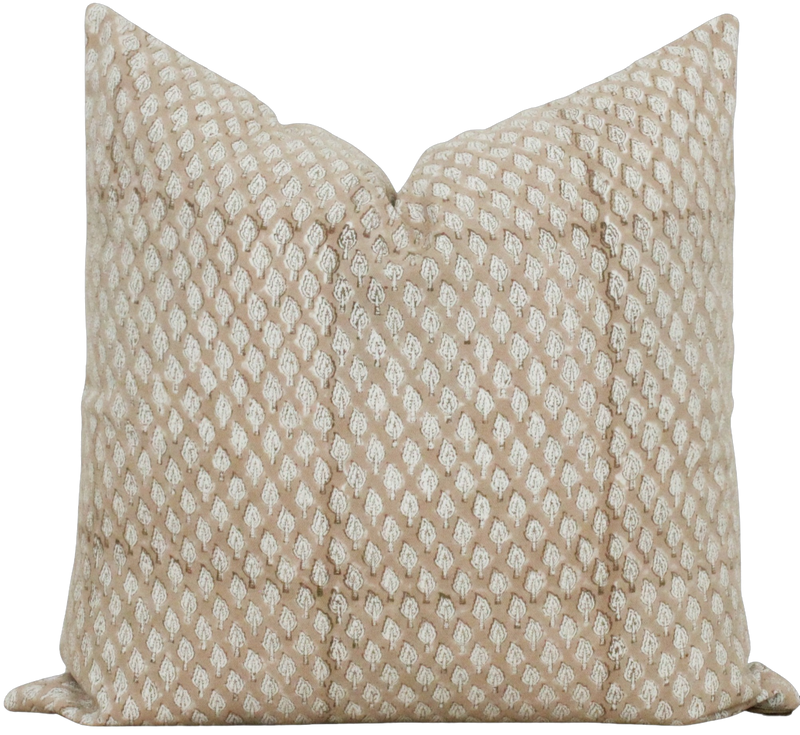 Tan Hand Block Pillow Cover | Ireland