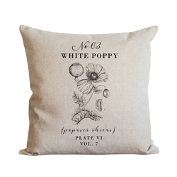 Botanical White Poppy Pillow Cover.