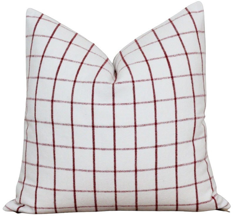 Red and White Plaid Pillow Cover