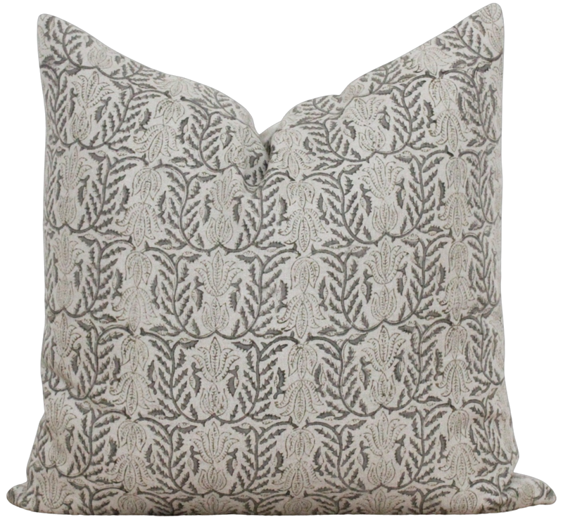 Gray Hand Block Pillow Cover | Kensi