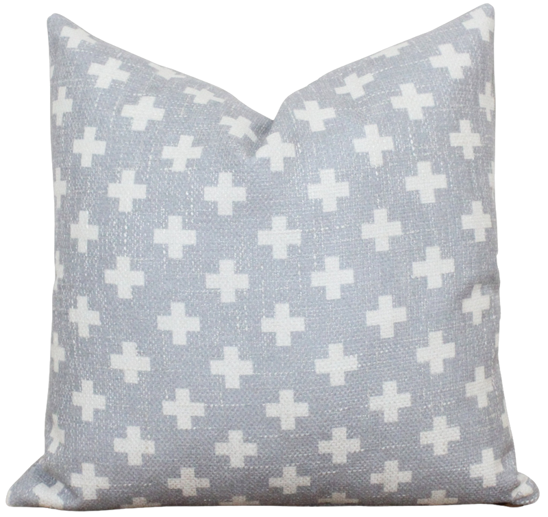 White and Gray Swiss Cross Pillow Cover | Harlow