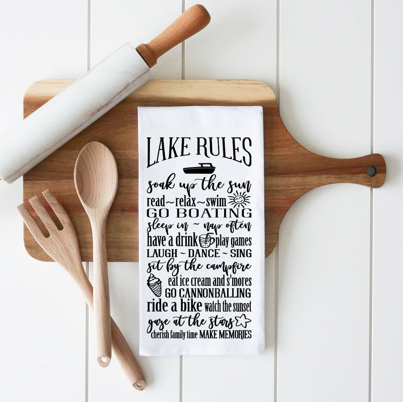 Lake Rules Tea Towel