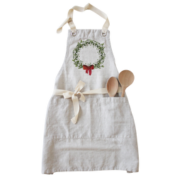 Red Bow Wreath Apron