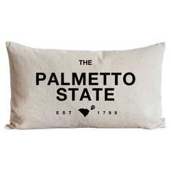 a pillow that says the palmetto state on it