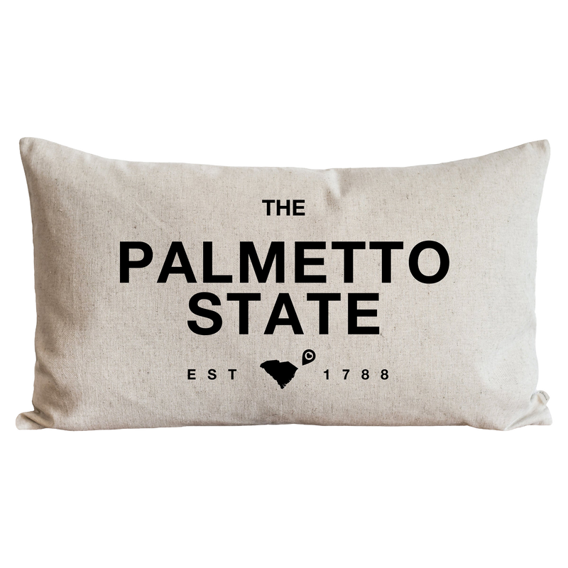 a pillow that says the palmetto state on it