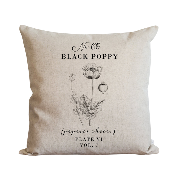 Botanical Black Poppy Pillow Cover.