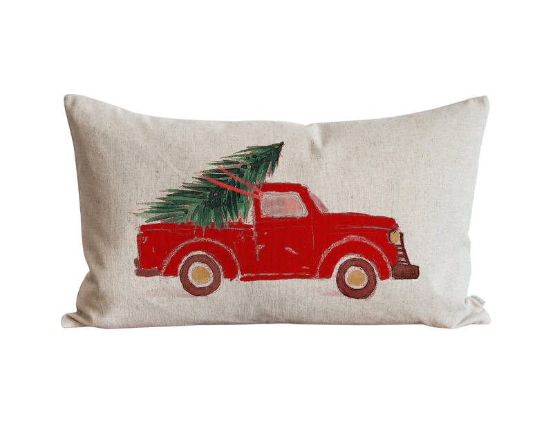 Christmas Truck Red Pillow Cover.