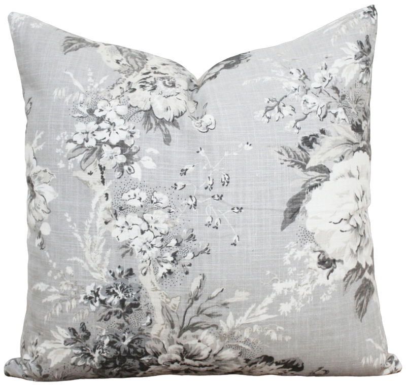 Gray Floral Pillow Cover | Isla