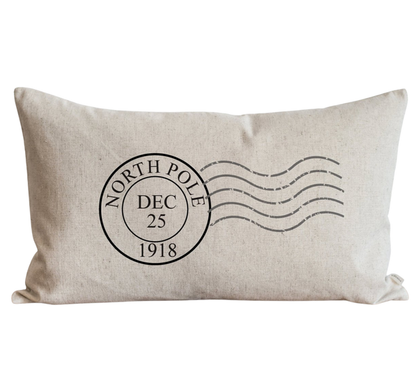 North Pole Stamp Pillow Cover.