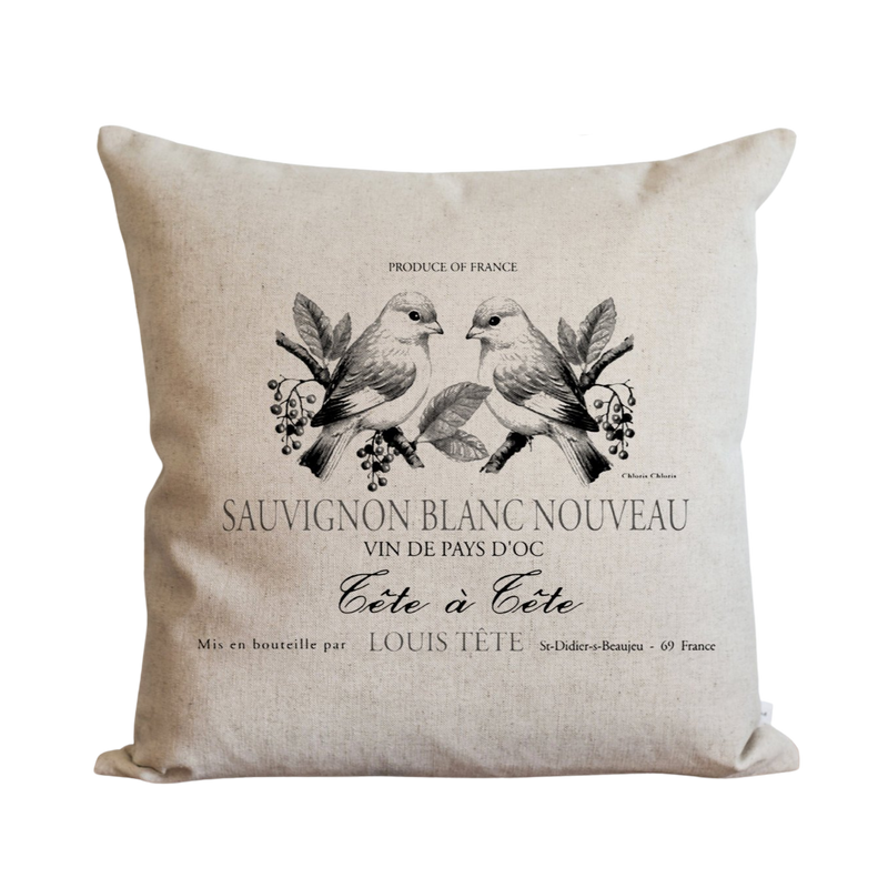 French Label Pillow Cover.