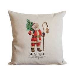 Santa {Custom Location} Pillow Cover.