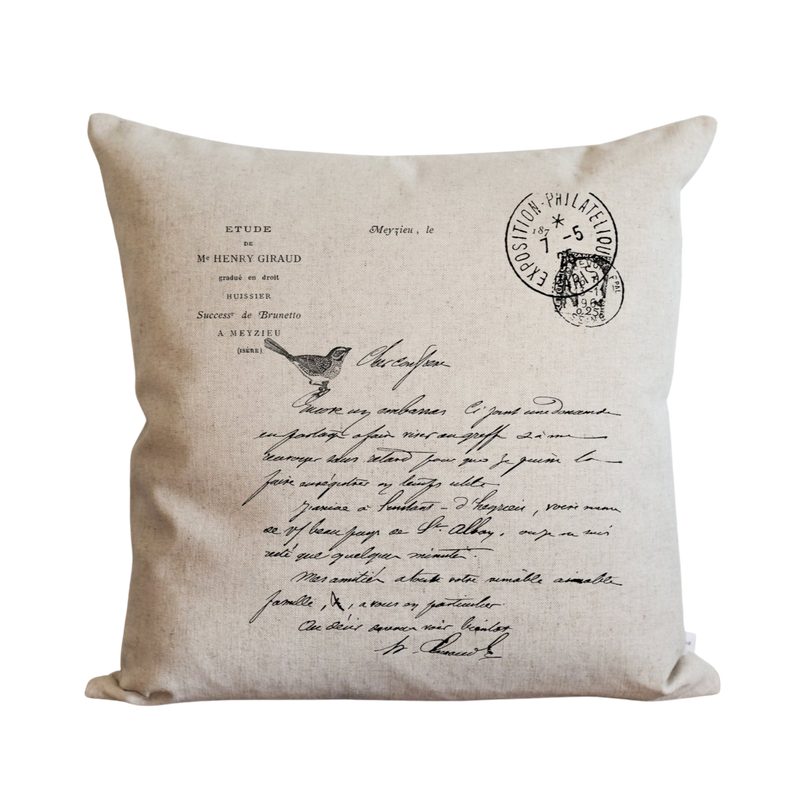French Letter Pillow Cover.
