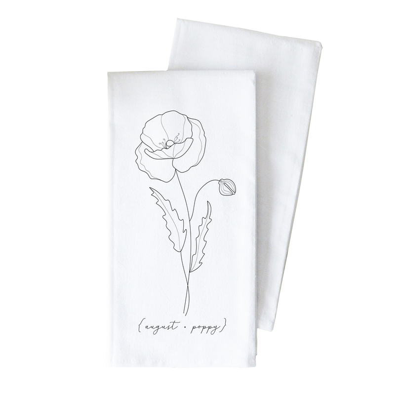 Custom Birth Flower Tea Towel