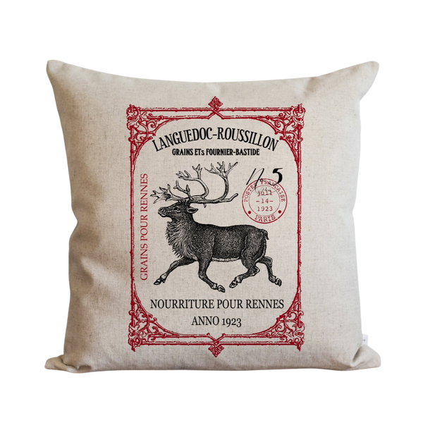 Framed Reindeer Pillow Cover.