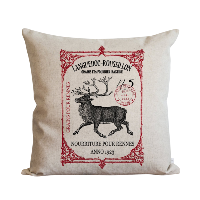 Framed Reindeer Pillow Cover.