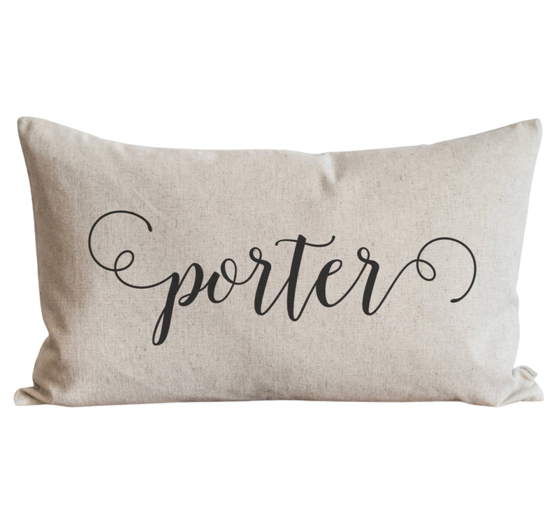 Scroll Last Name Pillow Cover.