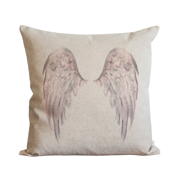 Watercolor Angel Wings {Pink} Pillow Cover.