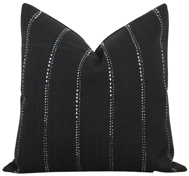 Black Stripe Outdoor Pillow Cover | Cammie