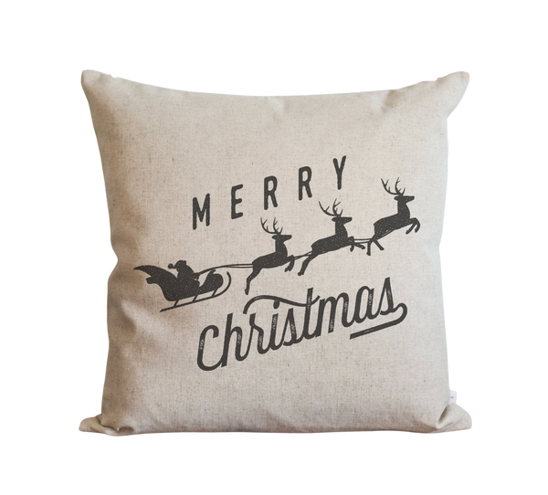 Merry Christmas Santa & Sleigh Pillow Cover.