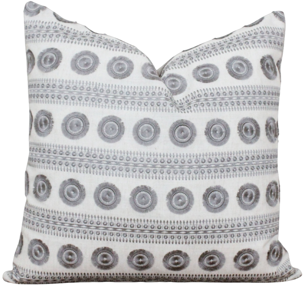 Gray Embroidered Pillow Cover | Courtney