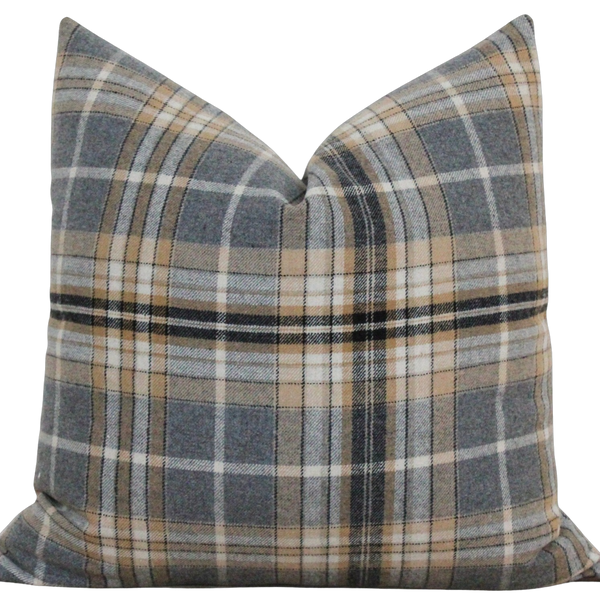 Gray Plaid Pillow Cover  Autumn – Porter Lane Home