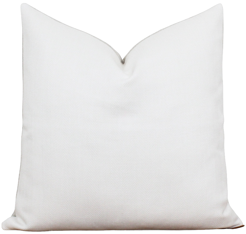 White Herringbone Linen Pillow Cover | Ava