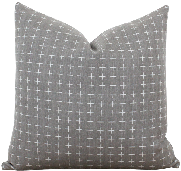 Gray and White Outdoor Pillow Cover | Keegan