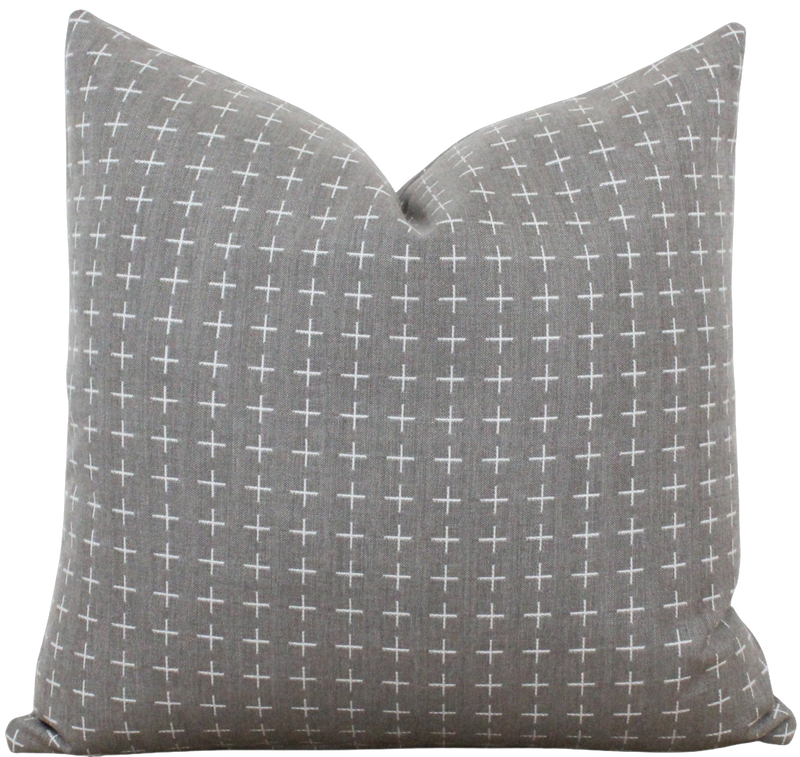 Gray and White Outdoor Pillow Cover | Keegan