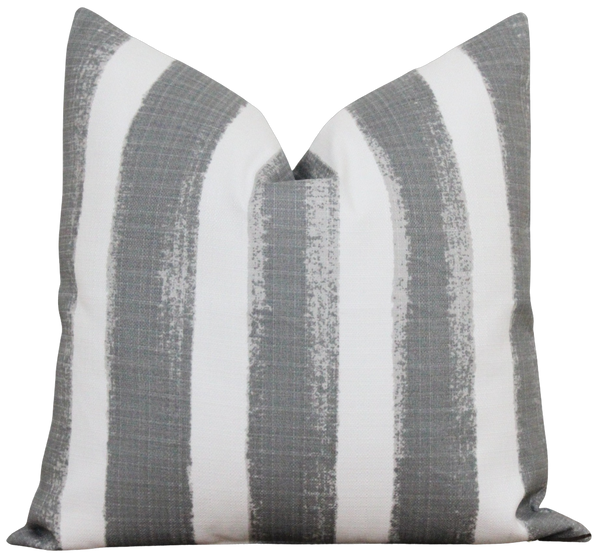 Gray Stripe Watercolor Outdoor Pillow Cover | Sam