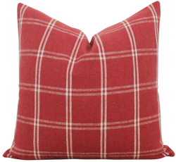 Red and White Plaid Pillow Cover | Raine
