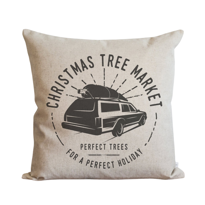 Christmas Tree Market Pillow Cover.