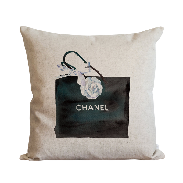 Black Chanel Throw Pillow