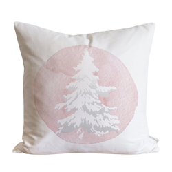 Pink Flocked Tree Pillow Cover.