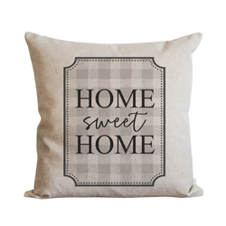 Home Sweet Home Buffalo Plaid {Gray} Pillow Cover.