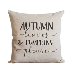 Autumn Leaves & Pumpkins Please Pillow Cover