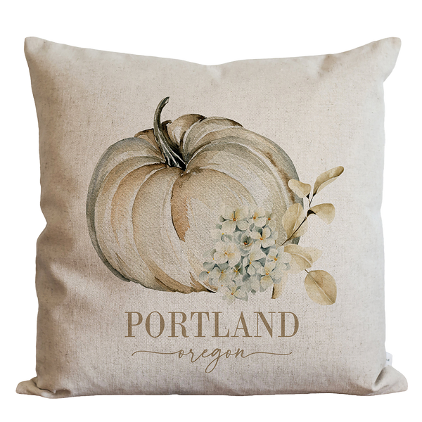 Custom Location Floral Pumpkin Pillow Cover