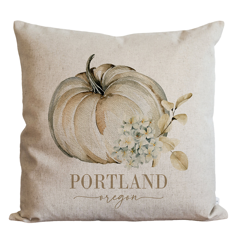 Custom Location Floral Pumpkin Pillow Cover