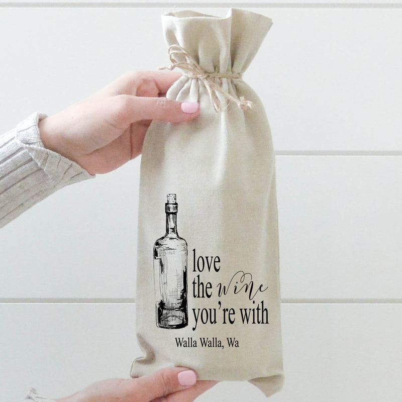 Custom Location Love The Wine You're With Wine Bag - Porter Lane Home