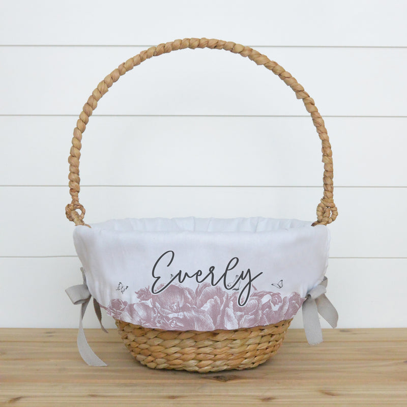 Mauve Floral Personalized Easter Basket Liner