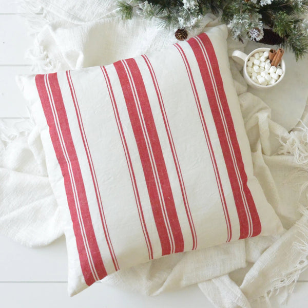 Cabana Stripe Pillow Cover {Red}
