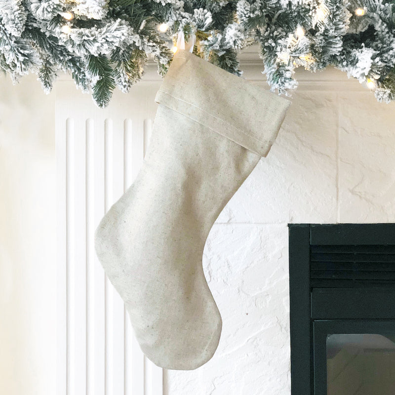 Natural Linen Christmas Stocking - Porter Lane Home