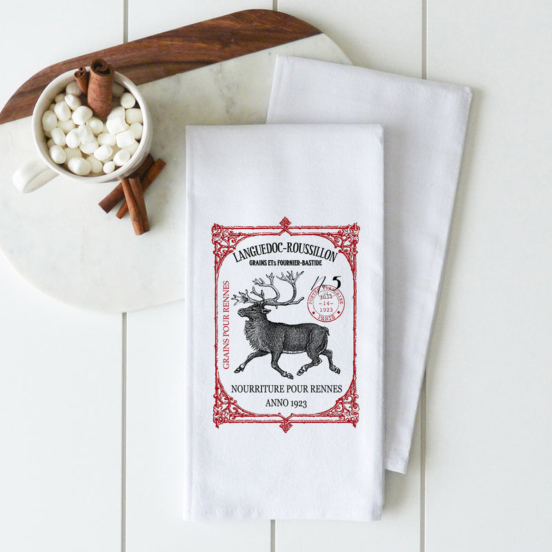 Vintage Reindeer Tea Towel