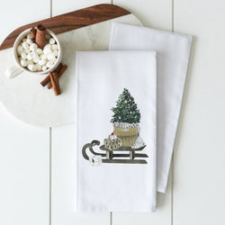 Tree & Sleigh Tea Towel