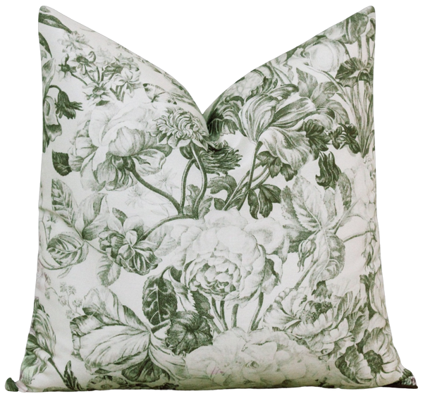 Green Floral Pillow Cover | Faith