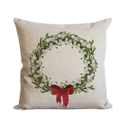 Red Bow Wreath Pillow Cover.